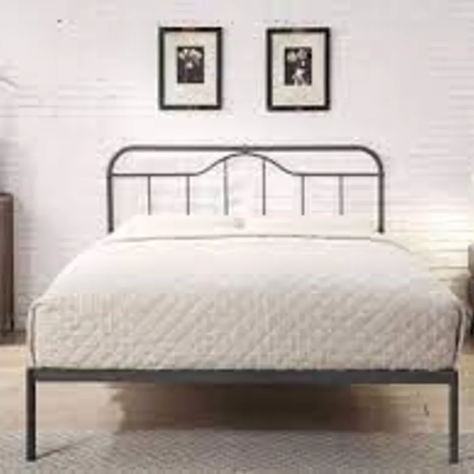 OAKENHOLT DOUBLE BED FRAME IN BLACK/ANTIQUE SILVER