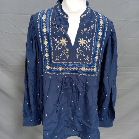 MONSOON ELEANOR SHIRT NAVY SIZE M