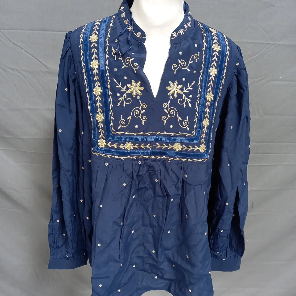 MONSOON ELEANOR SHIRT NAVY SIZE M