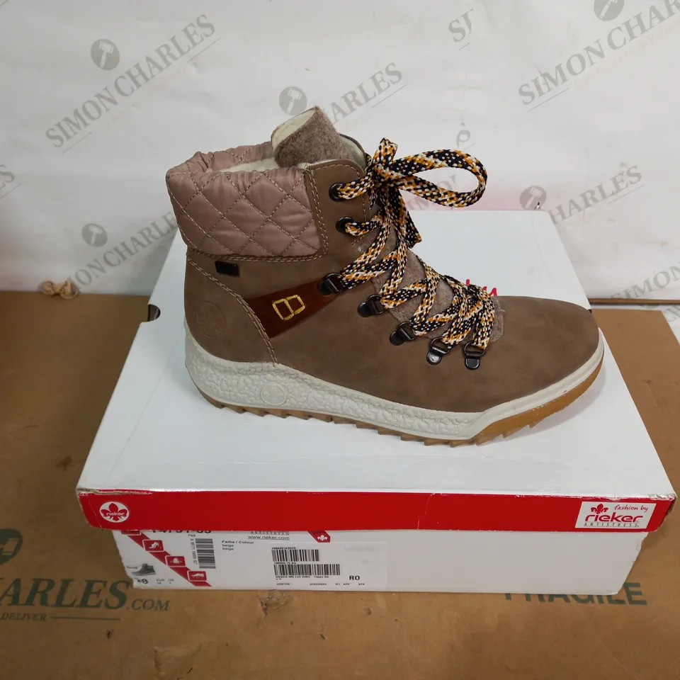 BOXED PAIR OF RIEKER BOOTS - SIZE 38