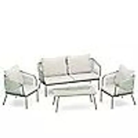 GARDEN STORIES ROPE 4 PIECE TABLE & CHAIRS CONVERSATION SET