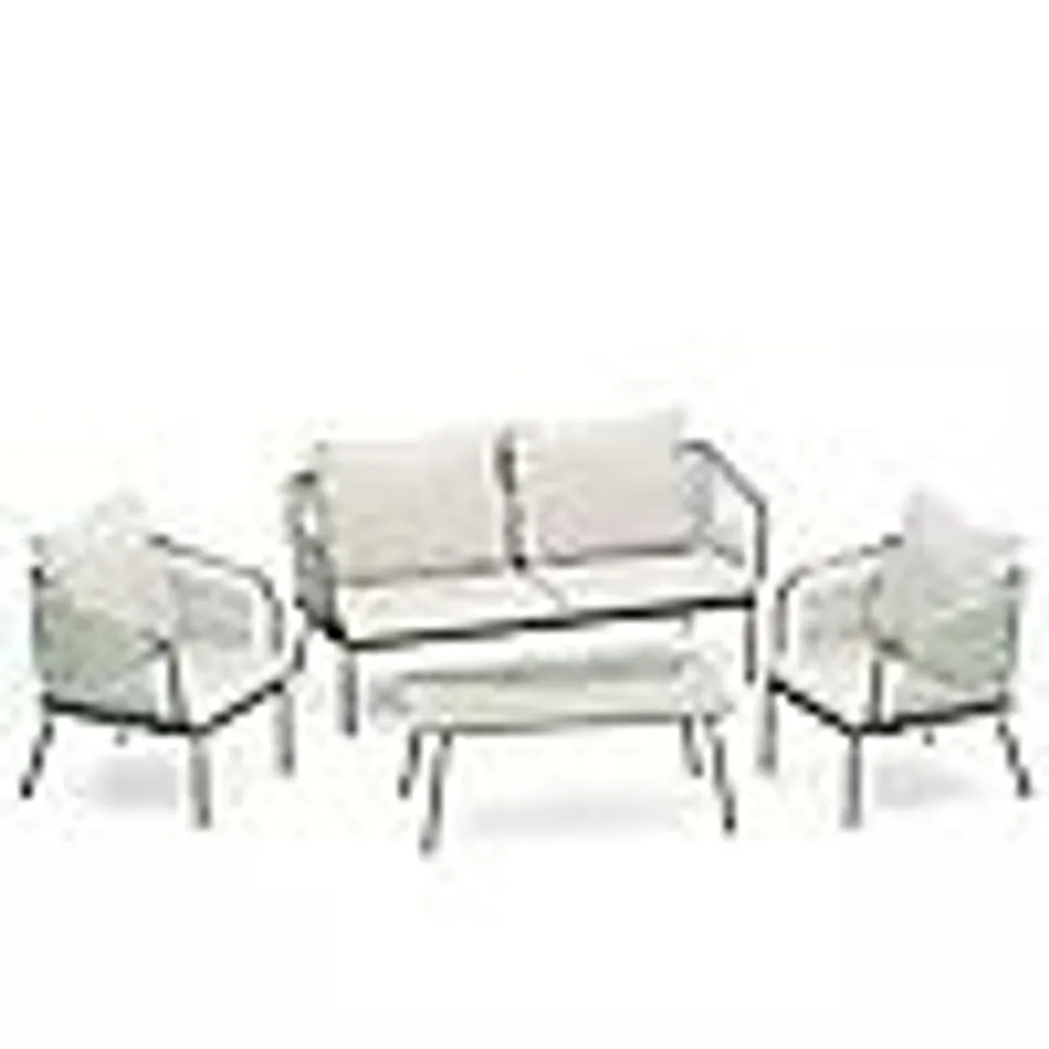 GARDEN STORIES ROPE 4 PIECE TABLE & CHAIRS CONVERSATION SET
