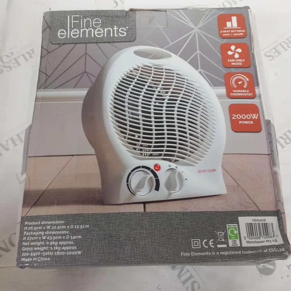 BOXED FINE ELEMENTS 2000W UPRIGHT FAN HEATER