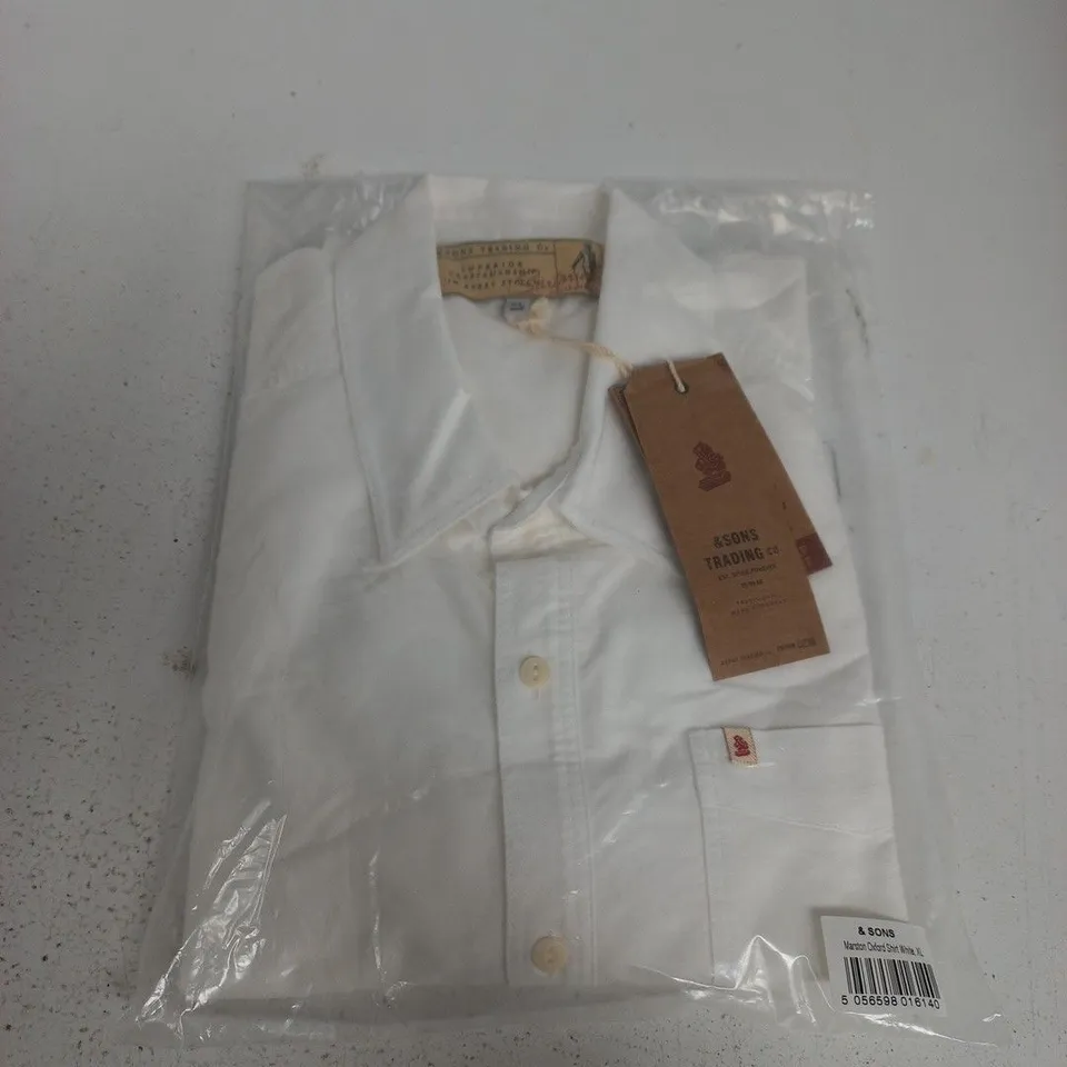 BAGGED & SONS MARSTON OXFORD SHIRT IN WHITE - XL