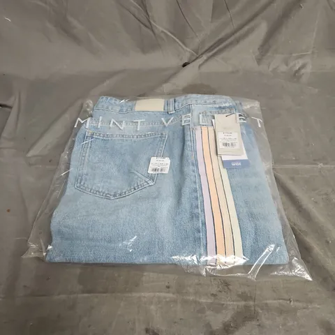 BAGGED MINT VELVET COLOURED SIDE STRIPE WIDE LEG JEAN IN BLUE SIZE 12R