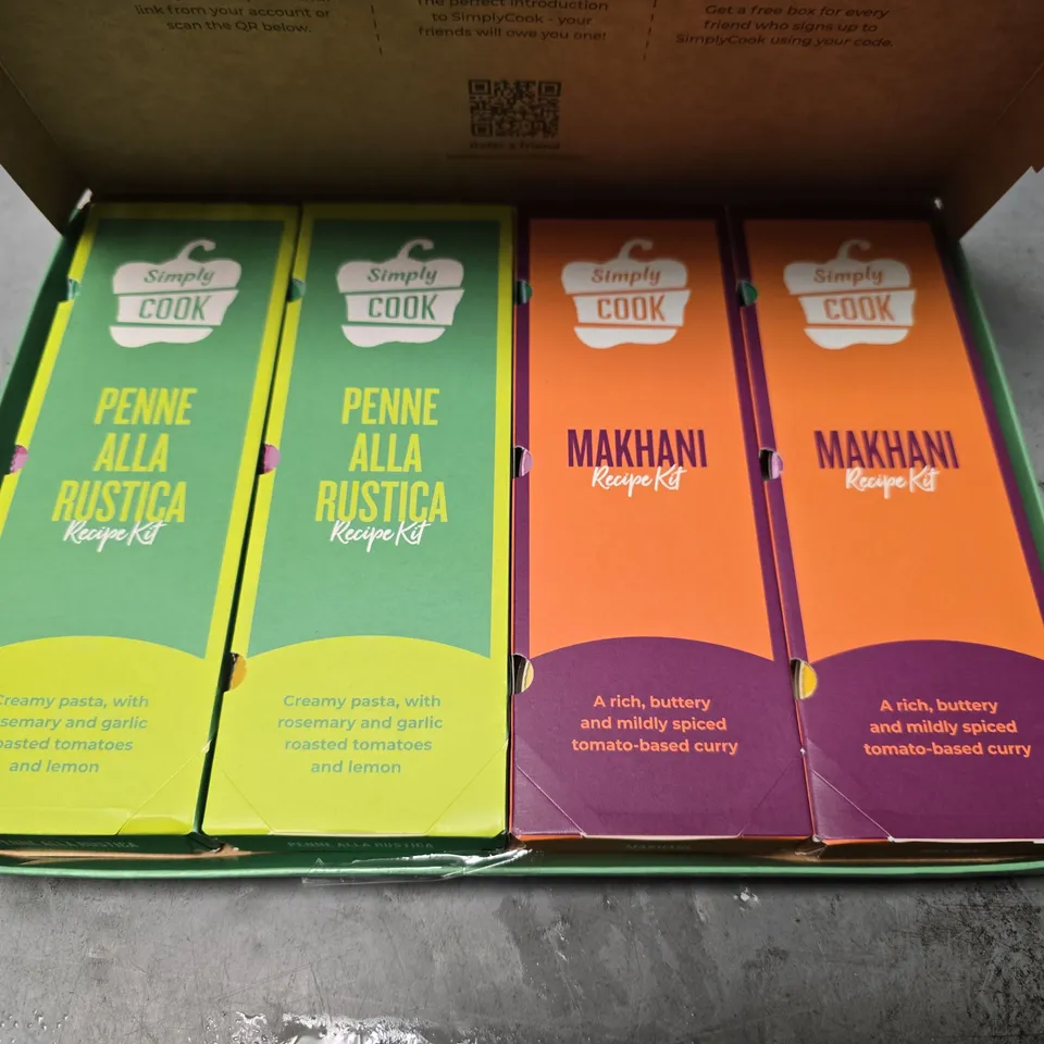 APPROXIMATELY 4 ASSORTED FOOD ITEMS TO INCLUDE - SIMPLY COOK MAKHANI , SIMPLY COOK PENNE ALLA RUSTICA 