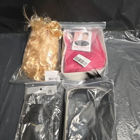 APPROXIMATELY 8 WIGS AND HAIR PIECES - VARIOUS COLOURS AND STYLES