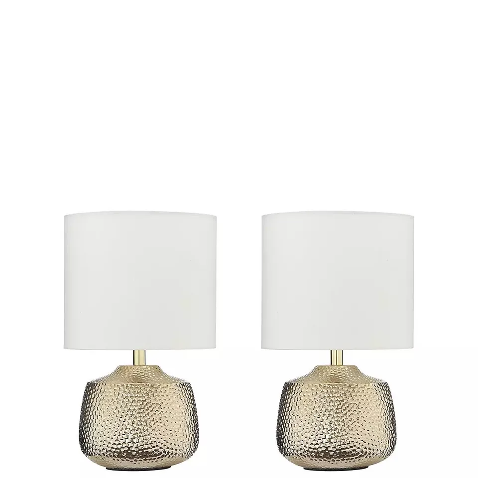 BOXED SET OF 2 HAMMER METAL TOUCH TABLE LAMPS  RRP £55