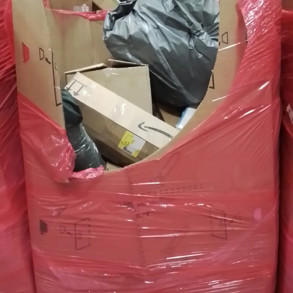 PALLET CONTAINING VARIOUS ASSORTED BOXED HOUSEHOLD ITEMS TO INCLUDE: SUPPORT PILLOW, TOILET SEATS, TENTS, GARDEN CHAIR CUSHIONS AND LOTS MORE UNMARKED BOXED ITEMS 