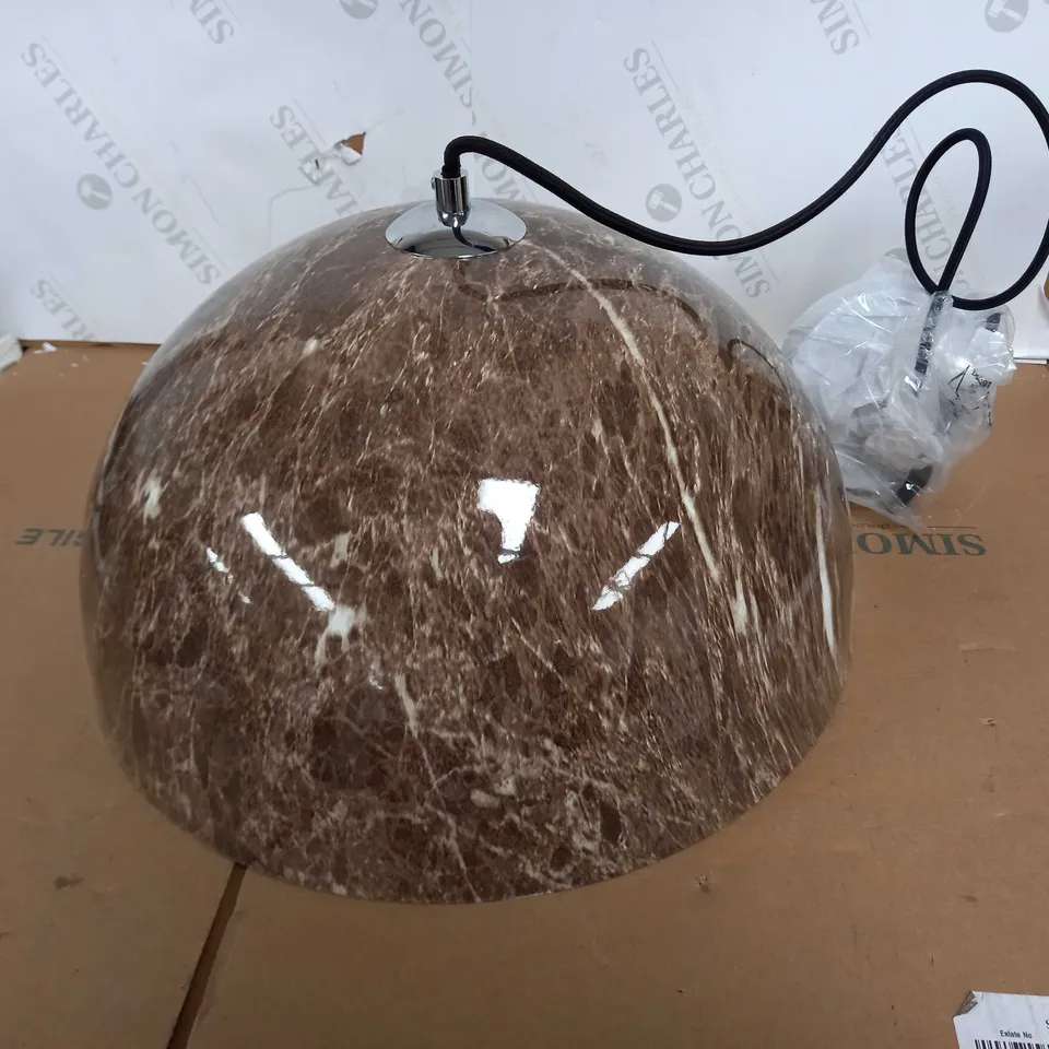 GANACHE 1-LIGHT PENDANT DARK BROWN MARBLE EFFECT