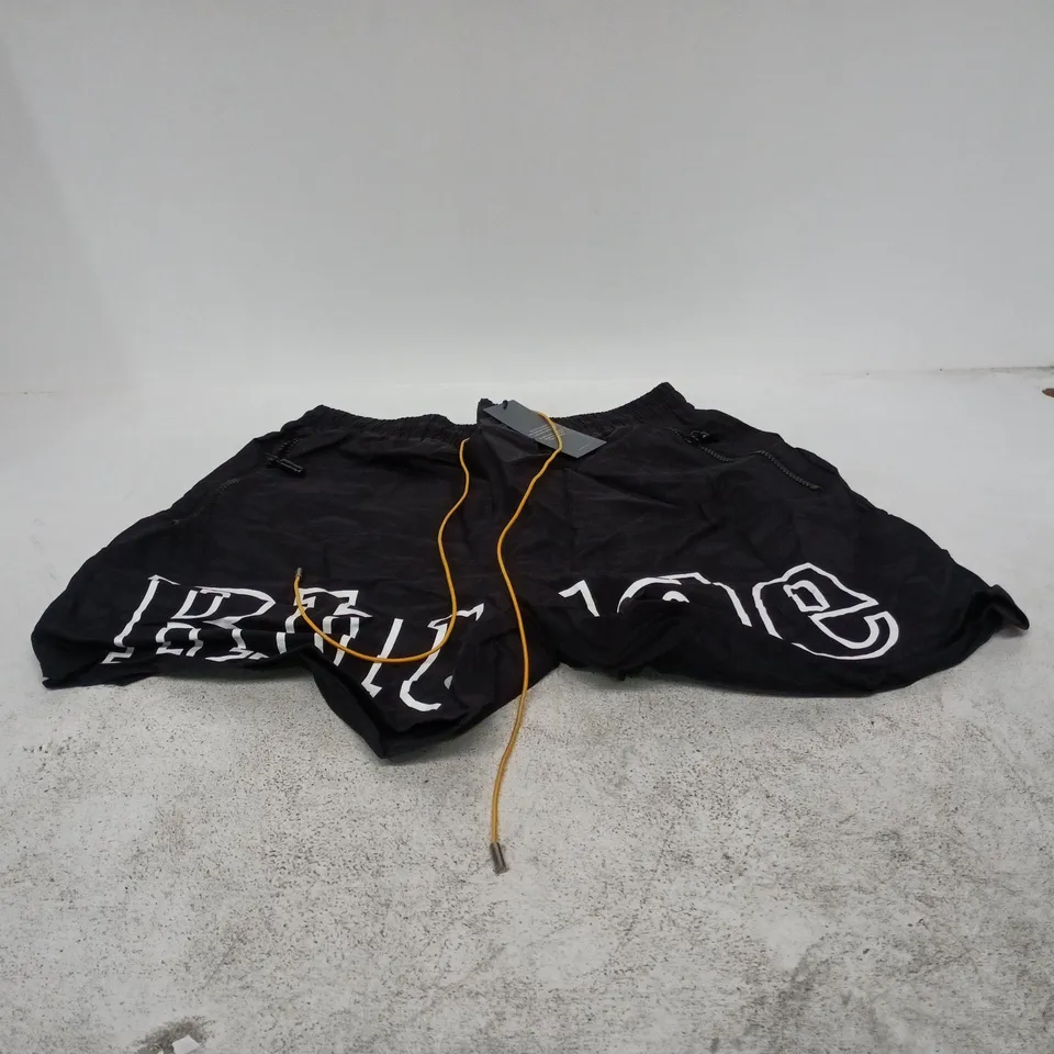 RHUDE BLACK SHORTS WITH ELASTIC WAIST AND DRAWSTRING – XL