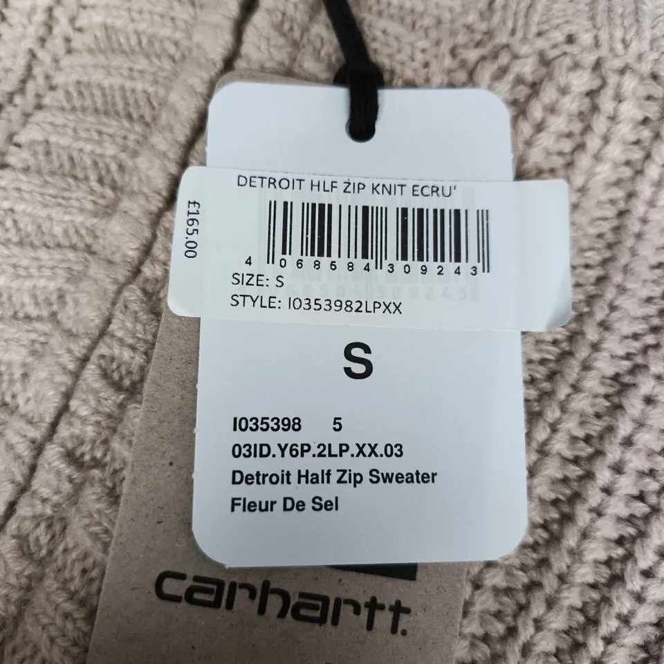 CARHARTT DETROIT HALF ZIP SWEATER – FLEUR DE SEL, UK SIZE S