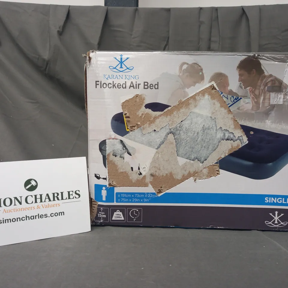 BOXED KARAN KING FLOCKED AIR BED - SINGLE SIZE