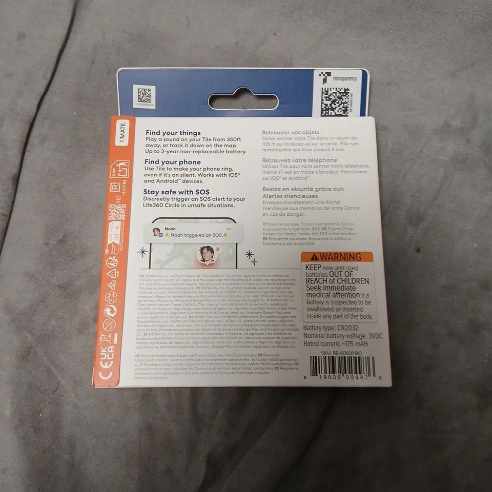 BOXED AND SEALED TILE BLUETOOTH TRACKER BY LIFE360 – FIND LOST ITEMS