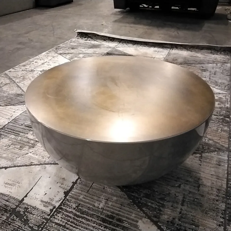 QUALITY ITALIAN MADE MERIDIANI BONGO WARM-GREY COFFEE TABLE WITH BRONZED BRASS TOP 