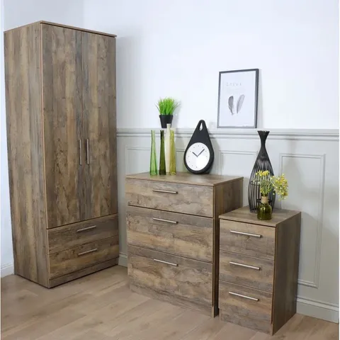 BOXED FULLY ASSEMBLED HARSHAL 3 DRAWER CHEST OF DRAWERS 