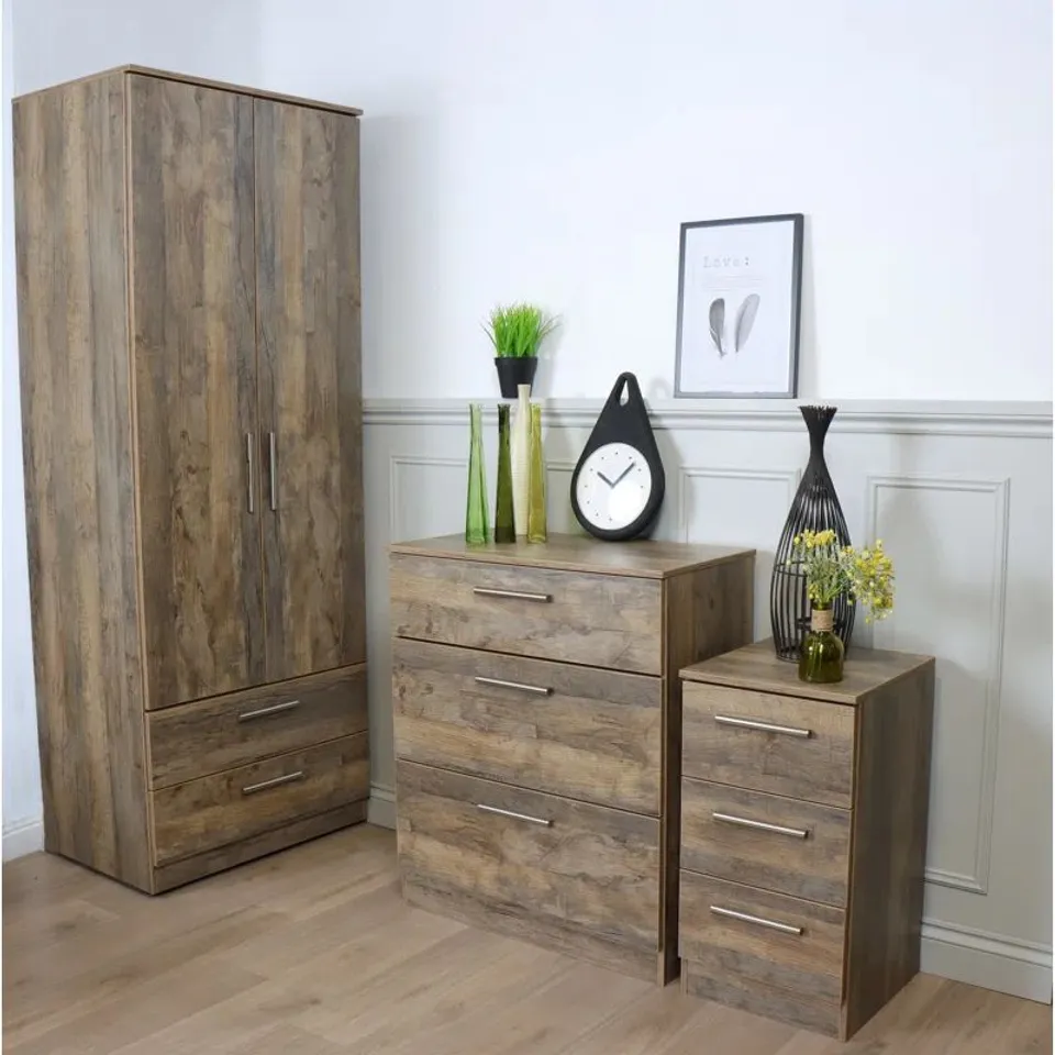 BOXED FULLY ASSEMBLED HARSHAL 3 DRAWER CHEST OF DRAWERS 