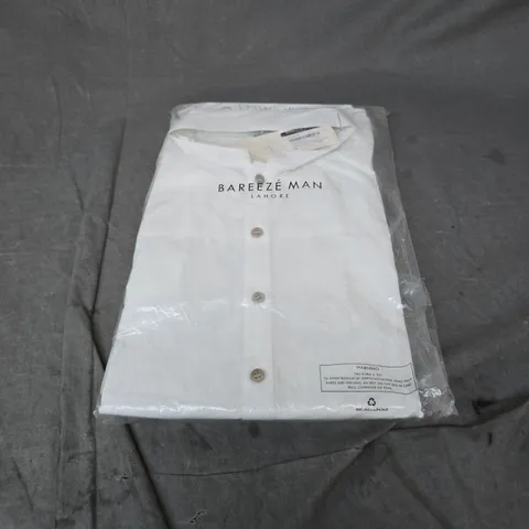 BAREEZE MAN SHALWAR KAMEEZ BAND COLLAR IN WHITE SIZE L