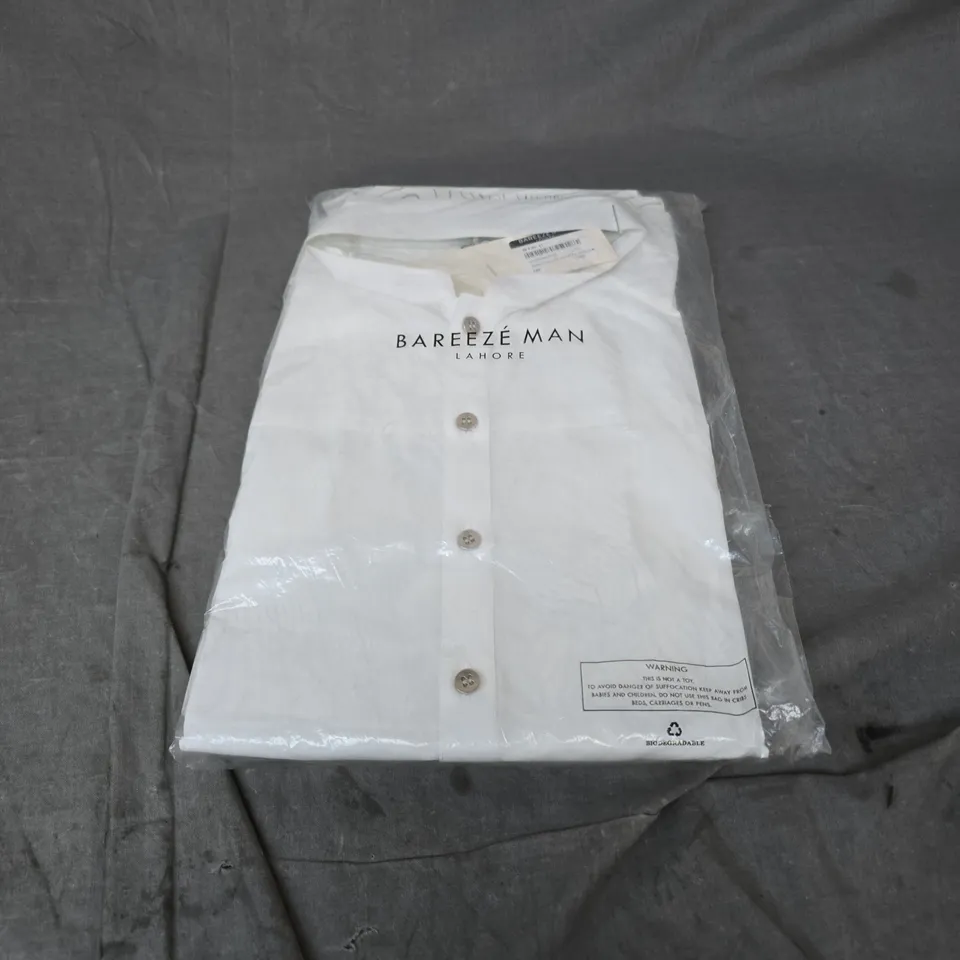 BAREEZE MAN SHALWAR KAMEEZ BAND COLLAR IN WHITE SIZE L