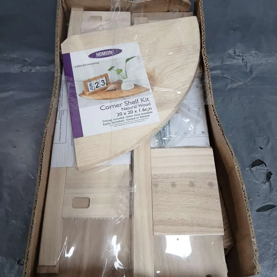 BOXED CORNER SHELF KIT IN NATURAL WOOD