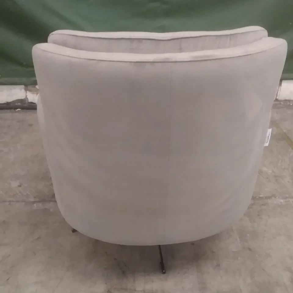 QUALITY ITALIAN DESIGNER SWIVEL CHAIR GREY PLUSH FABRIC