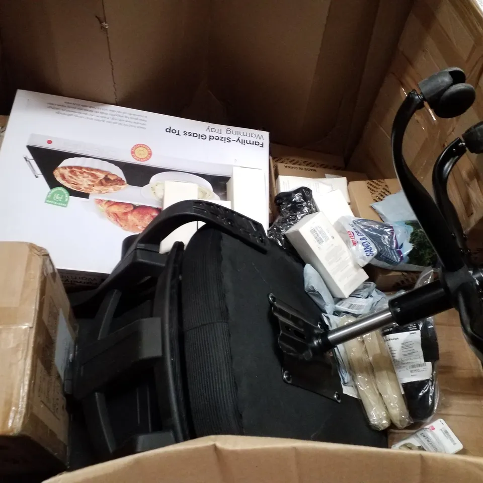 PALLET CONTAINING ASSORTED PRODUCTS INCLUDING AIR FRYER, TOWEL WARMER, OFFICE CHAIR, INDOOR GRILL & 9 DRAWER - CHEST OF DRAWERS 