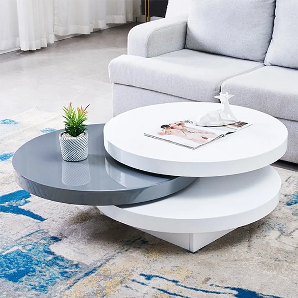 BOXED TRIPLO WHITE/GREY HIGH GLOSS COFFEE TABLE (2 BOXES)