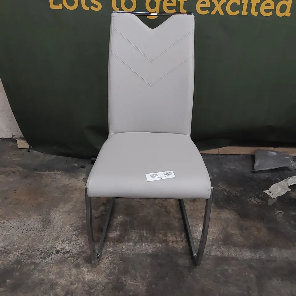 DESIGNER FAUX LEATHER GREY DINING CHAIR (1 ITEM)