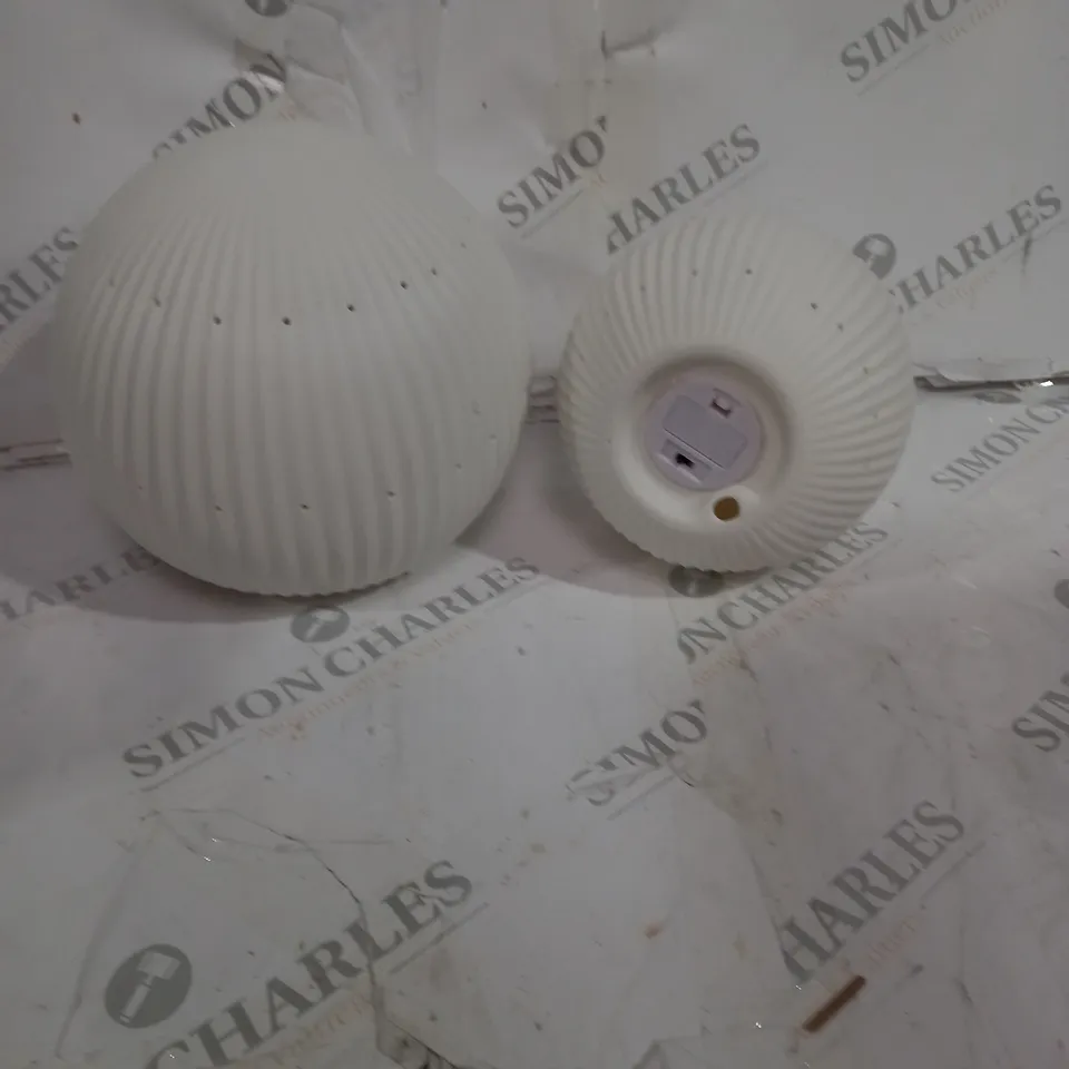 K BY KELLY HOPPEN SET OF 2 LIGHT UP ORNAMENTS, WHITE SPHERES BATTERIES INCLUDED
