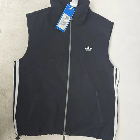 ADIDAS ADILENIUM 5.0 SLEEVELESS TRACK TOP IN BLACK/WHITE SIZE SMALL