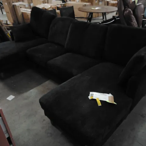 BLACK FABRIC SECTIONAL SOFA – L-SHAPED, 6 SEATER BLACK