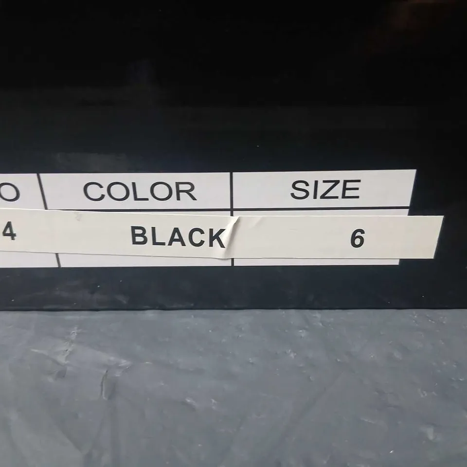 KOI BLACK LEATHER MID-CALF COMBAT BOOTS, UK SIZE 6