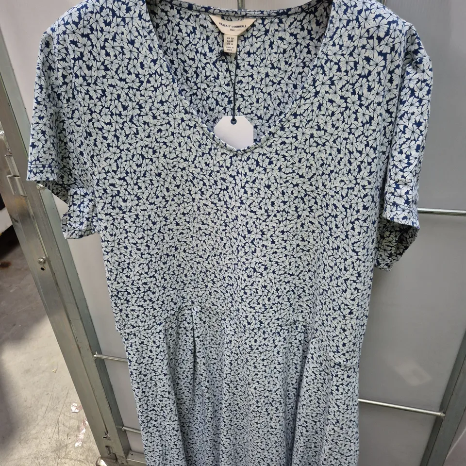 SEASALT CORNWALL PIER VIEW DRESS – BUNCHED CORNFLOWERS DARK VOYAGE, TALL, UK 20