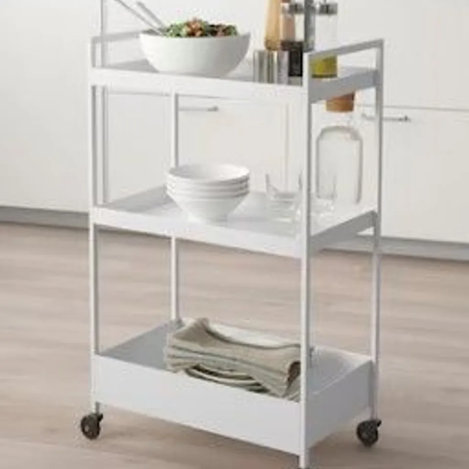 BOXED WHITE THREE TIER TROLLEY UNIT