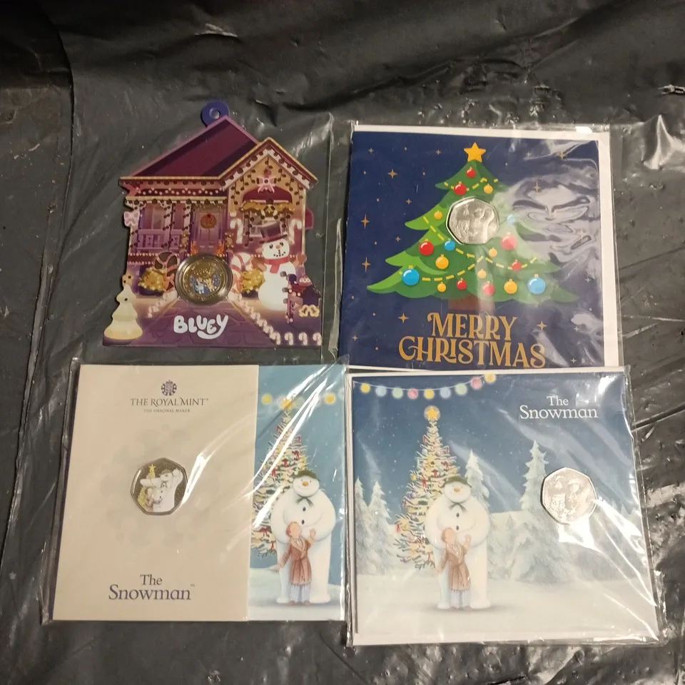 4 X ASSORTED CHRISTMAS THEMED COLLECTABLE COINS