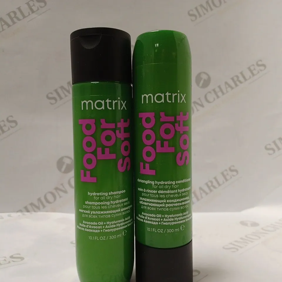 BOX OF 2 X 300ML MATRIX FOOD FOR SOFT PRODUCTS TO INCLUDE SHAMPOO & CONDITIONER 