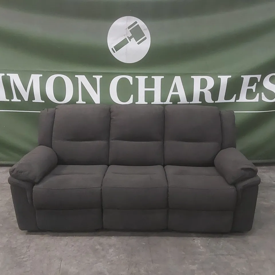QUALITY DESIGNER ALBION CHENILLE 3 SEATER HIGH BACK MANUAL RECLINER SOFA