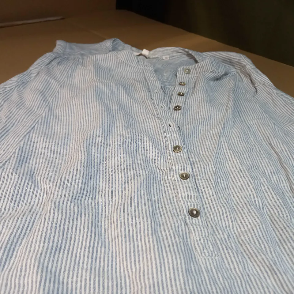 FATFACE GREY STRIPPED LINEN STYLE TUNIC - SIZE 16