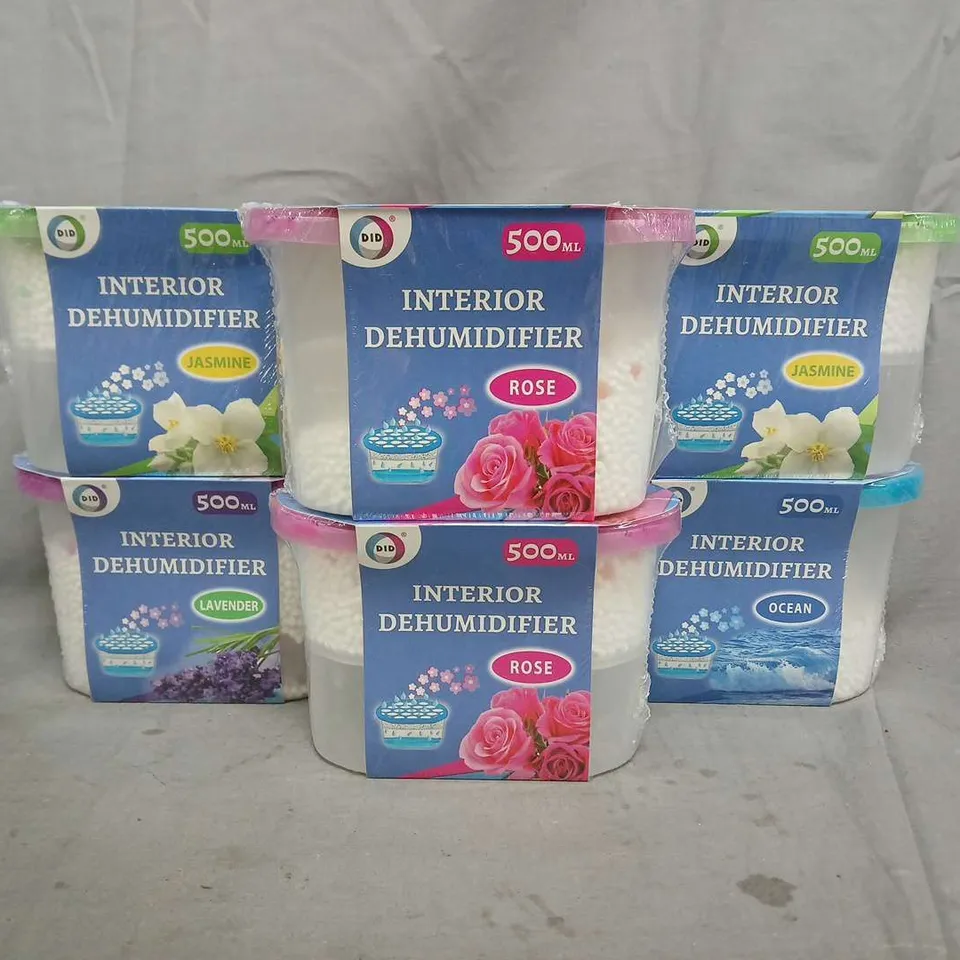 BOX OF APPROXIMATELY 6 ASSORTED INTERIOR DEHUMIDIFIERS - SCENTS VARY