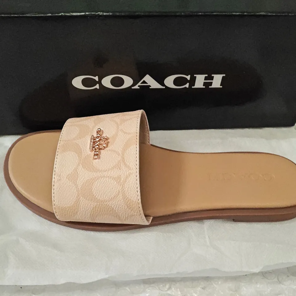 COACH SANDALS – BEIGE MONOGRAM STRAP, UK 6 (EU 39)