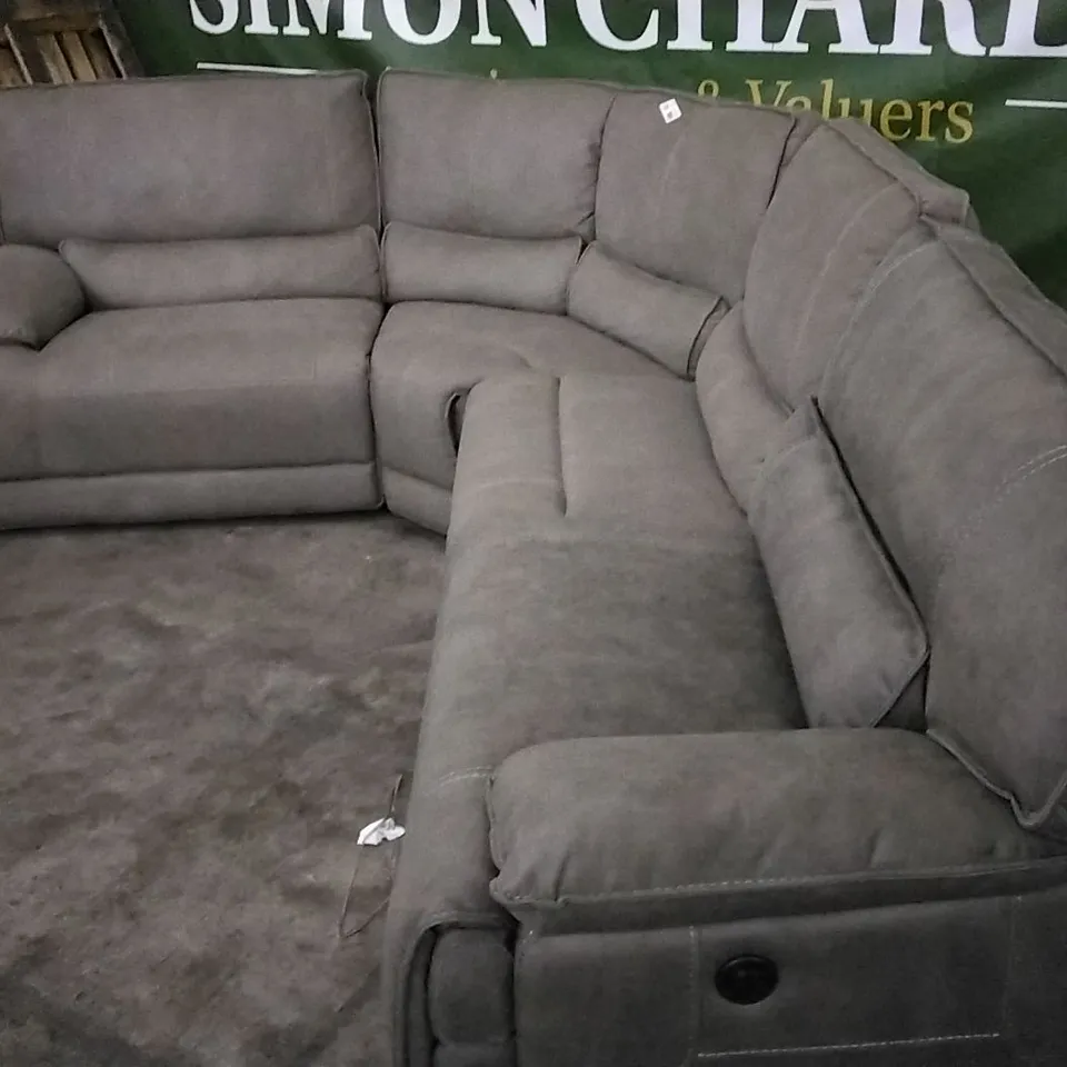 QUALITY DESIGNER GREY FABRIC CORNER SOFA GROUP 