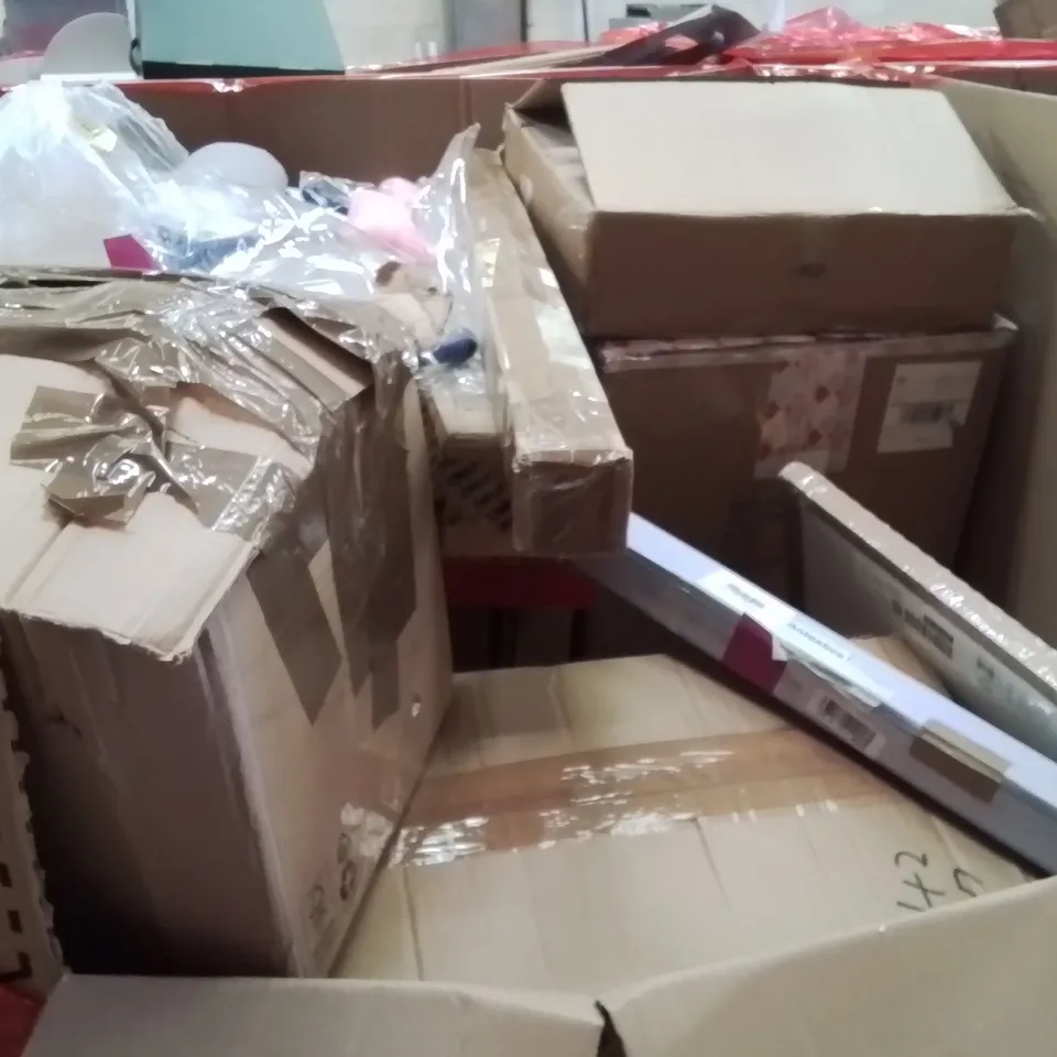 PALLET CONTAINING ASSORTED PRODUCTS INCLUDING HDTV DIGITAL OUTDOOR TV ANTENNA, STEAM MOP CLEANER, SHIATSU FOOT MASSAGER WITH HEAT & LAMINATE/VINYL FLOOR CUTTER