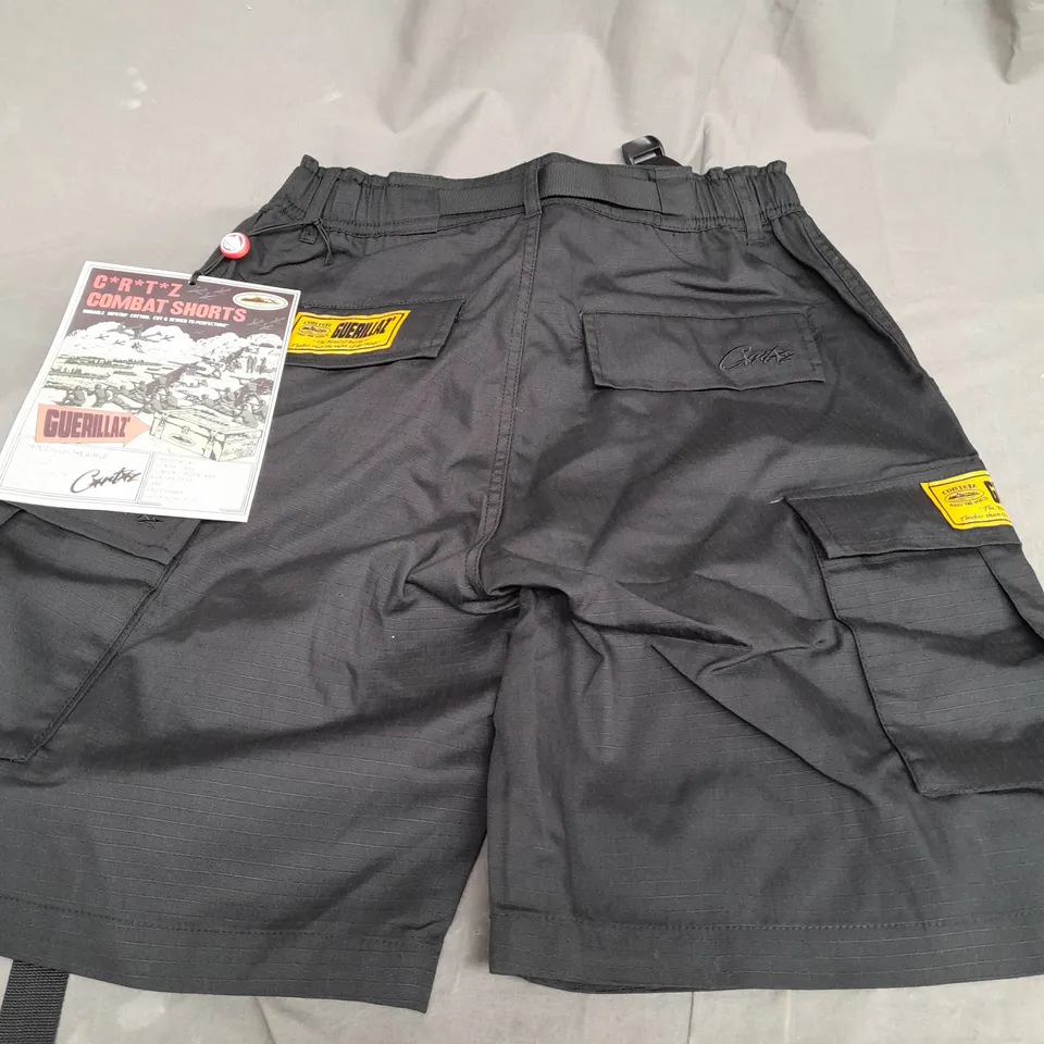 CORTEIZ BLACK COMBAT SHORTS - LARGE