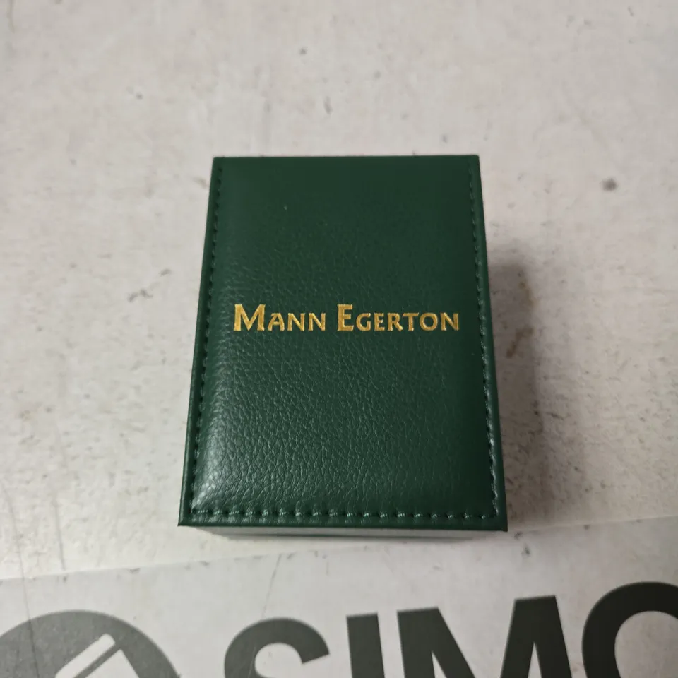 MANN EGERTON CHRONOGRAPH WRISTWATCH – BLUE DIAL, BLUE LEATHER STRAP, BOXED