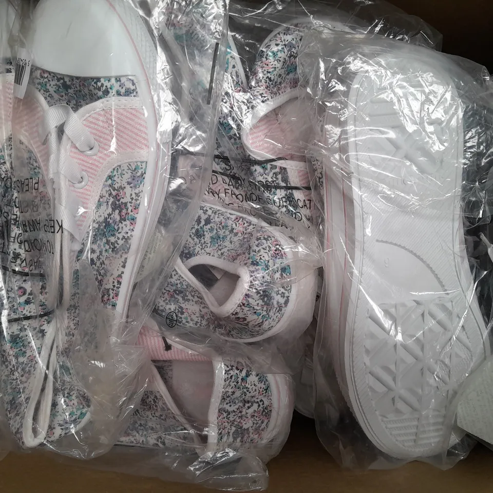 BOX OF APPROXIMATELY 10 ASSORTED PAIRS OF SHOES AND FOOTWEAR ITEMS IN VARIOUS STYLES AND SIZES TO INCLUDE GIRL2GIRL, LOVE YOUR SHOES, ETC