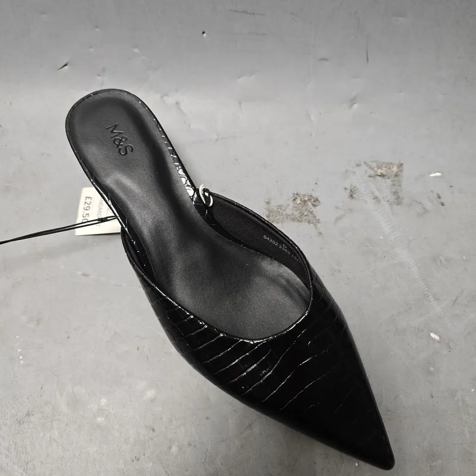 M&S VEGAN STANDARD FIT BLACK SMART SLIP ON SHOES - UK 6 