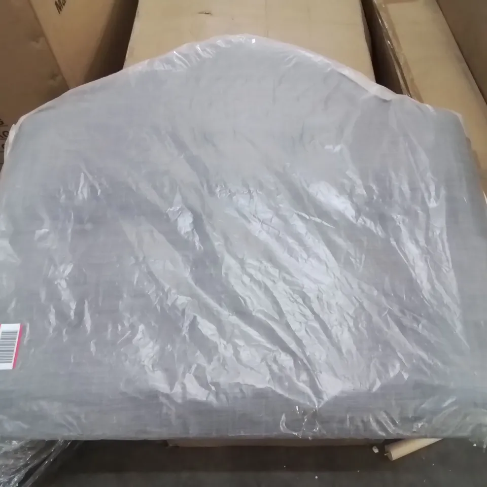 SINGLE BED GREY FABRIC UPHOLSTERED HEADBOARD 