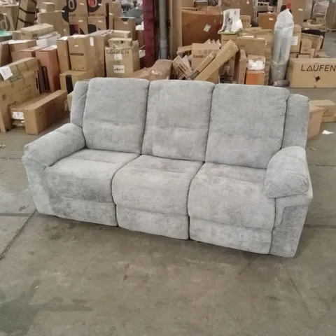 ALBION CHUNKY WEAVE 3 SEATER HIGH BACK MANUAL RECLINER SOFA - GREY
