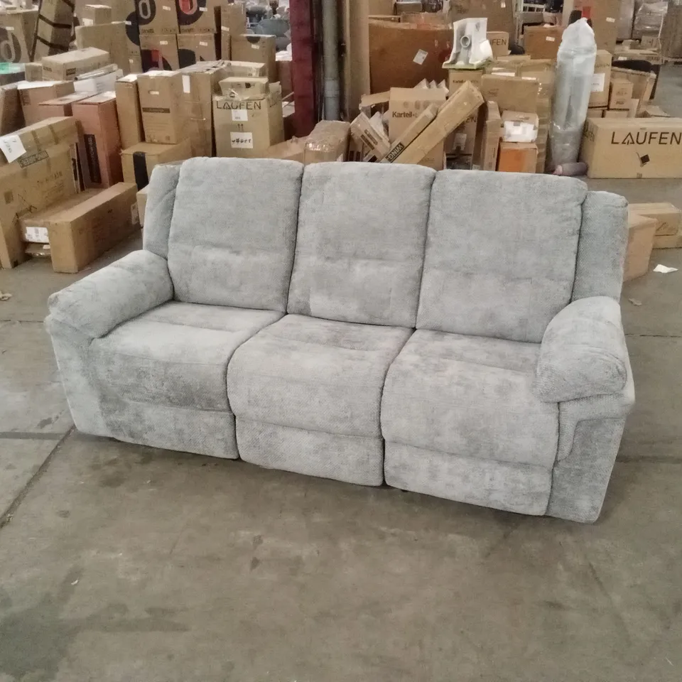 ALBION CHUNKY WEAVE 3 SEATER HIGH BACK MANUAL RECLINER SOFA - GREY RRP £679