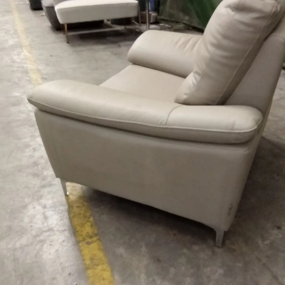 PAVILION LEATHER/FAUX LEATHER POWER RECLINER ARMCHAIR - SOFT GREY RRP £829